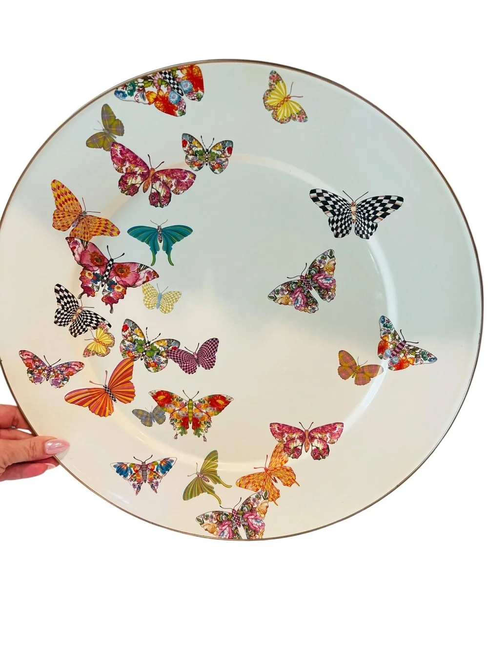 MacKenzie-Childs Butterfly Garden 16” Enamel Serving Platter Retired Rare - Picture 2 of 5